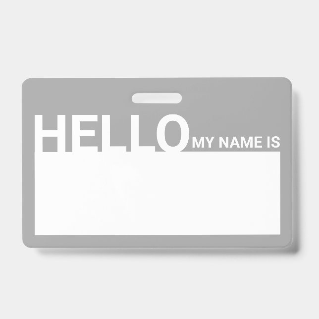 Badge Le bonjour moderne vide mon nom est gris (Avant)