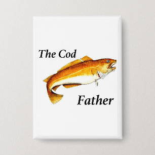 Badge Le Cod Père idéal de pêche présent.