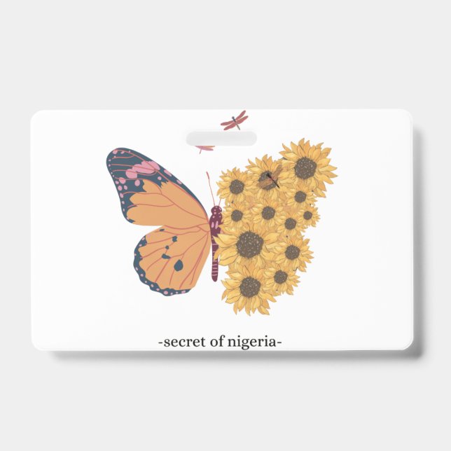 Badge Le papillon est sur le tournesol (Avant)
