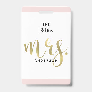 Badge Le passe VIP de la mariée Mme Gold pour la fête de