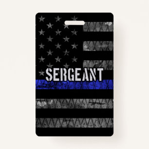 Badge Le sergent Thin Blue Line Distresse