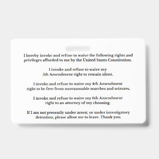 Badge Legal Rights And Privileges Card