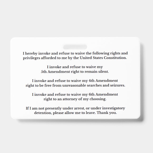 Badge Legal Rights And Privileges Card (Face)