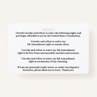 Badge Legal Rights And Privileges Card