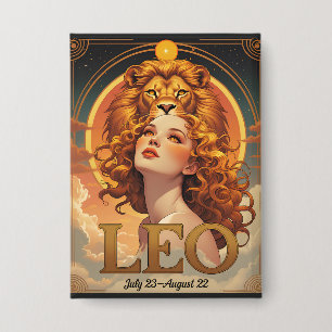 Badge Léon Soleil Astrologie Juillet Août Anniversaire