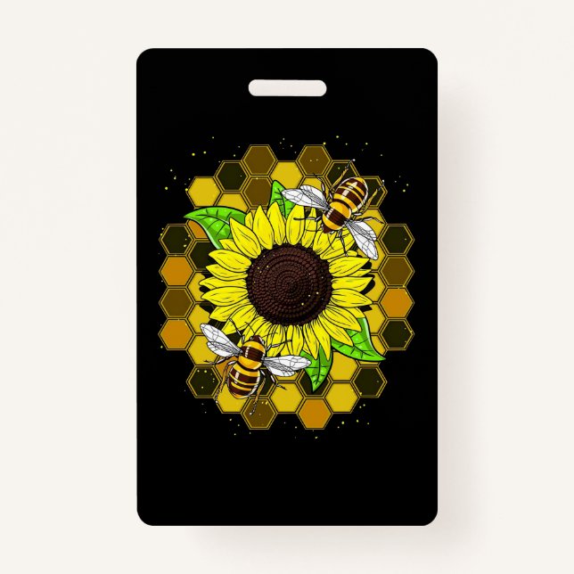 Badge Les abeilles de tournesol hippie (Devant)