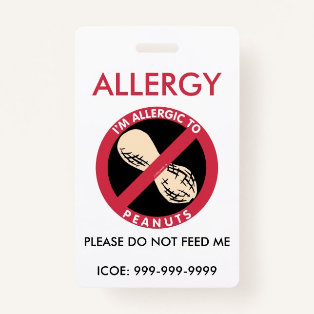 Badge Les enfants ont personnalisé l'urgence d'allergie (Devant)