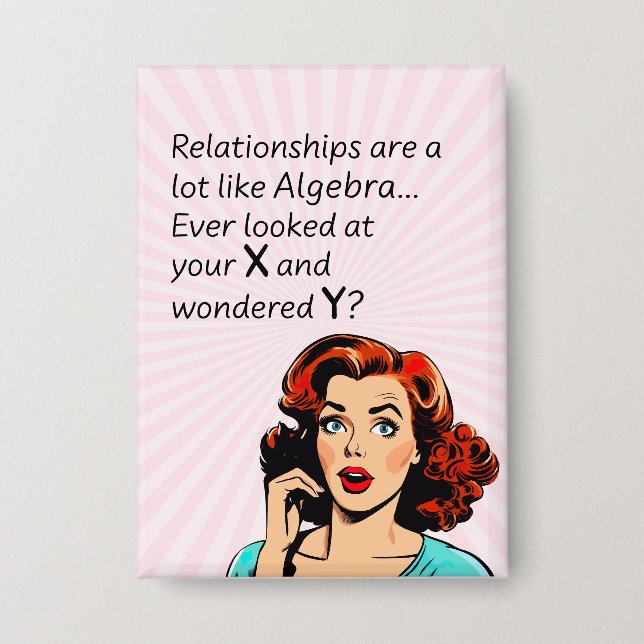 Badge Les relations sont comme Algebra Funny Quip (Recto)