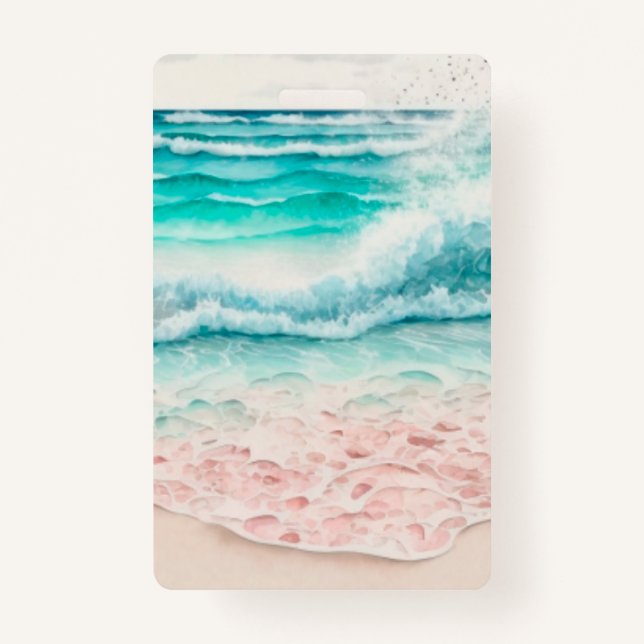 Badge Les vagues de plage roses (Devant)