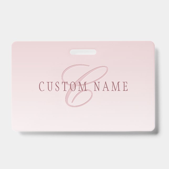Badge Lettre Élégante & Monogramme | Rose Ombré (Avant)