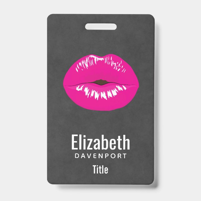 Badge Lèvres rose vif Illustration glamour (Avant)