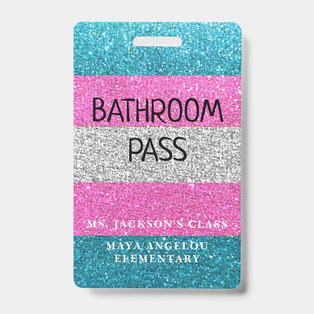 Badge LGBTQIA Pailleté Billet de Retour aux Toilettes Sa (Avant)
