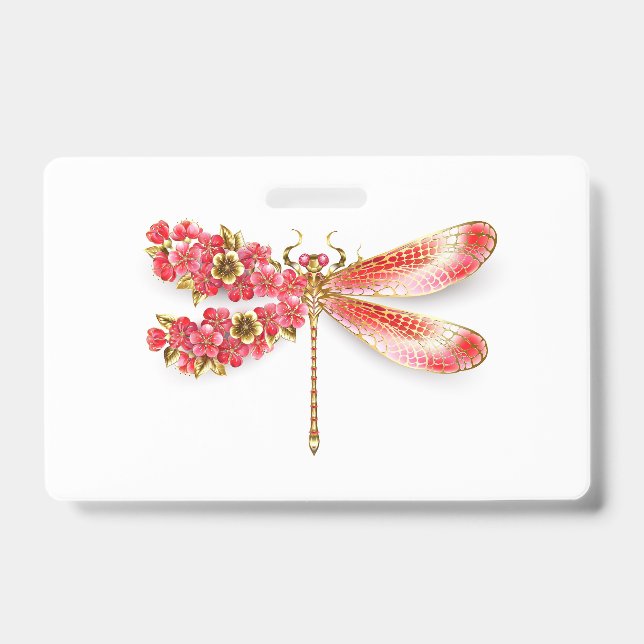 Badge libellule de fleurs avec sakura de bijoux (Avant)