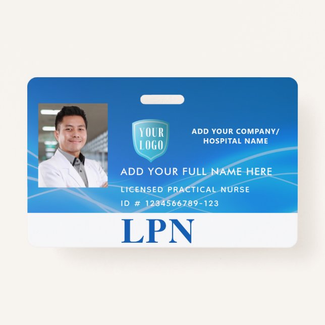 Badge Licence Infirmière pratique, LPN ID photo avec log (Devant)