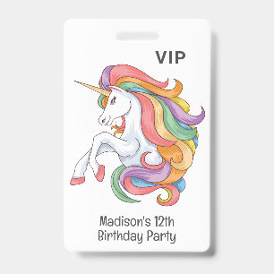 Badge Licorne colorée avec nom et texte personnalisés