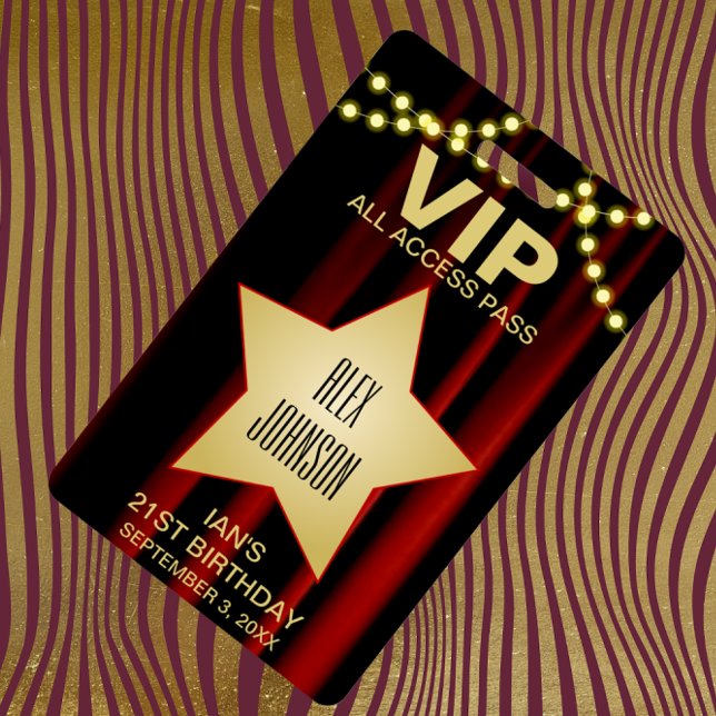 Badge Lights Gold Star Hollywood Pass VIP (Créateur téléchargé)