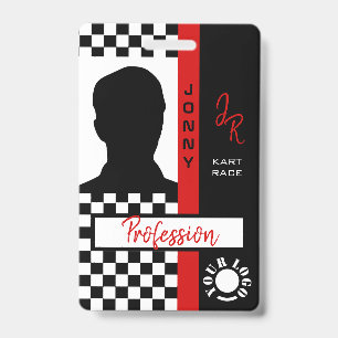 Badge Ligne de drapeau de course à damier rouge Photo de