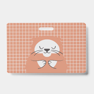 Badge Lignes de grille personnalisées marron chat mignon