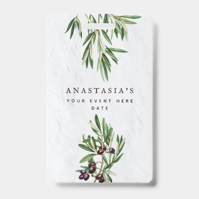 Badge L'île méditerranéenne grecque Feuille d'olive (Face)