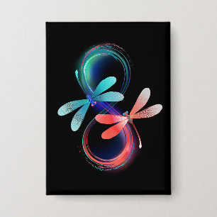 Badge L'infini avec des libellules lumineuses