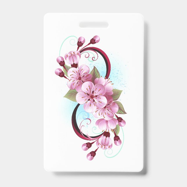 Badge L'infini avec fleurs de cerisier (Avant)