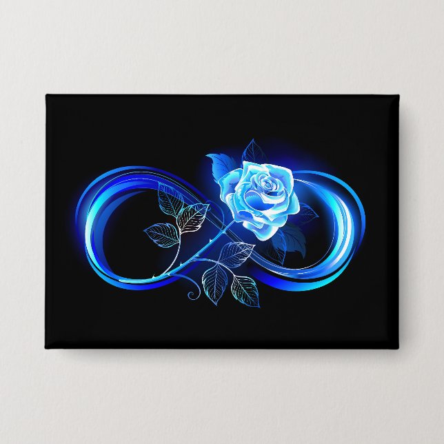 Badge L'infini lumineux avec une rose bleue (Recto)