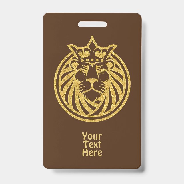 Badge Lion Avec Couronne - Style Or 4 (Avant)