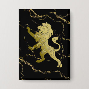 Badge Lion Royal Doré Marbre Noir