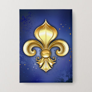 Badge Lis d'or sur fond bleu