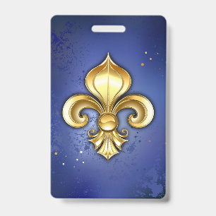 Badge Lis d'or sur fond bleu