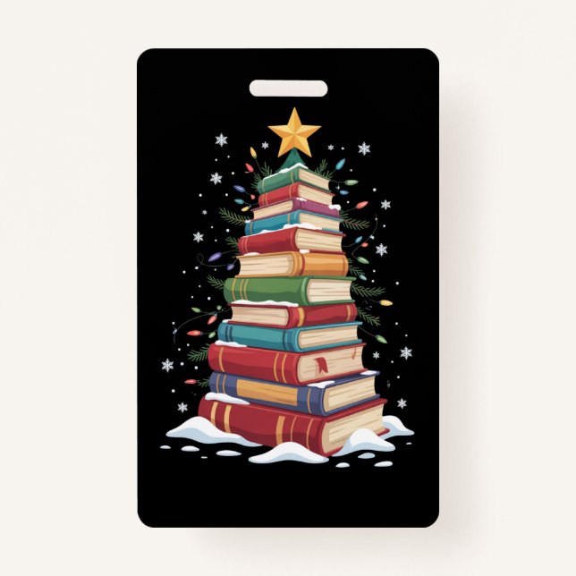 Badge Livre Arbre de Noël Livre Lover Professeur Bibliot (Devant)