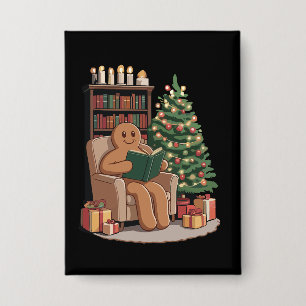 Badge Livres de lecture Rétro Gingerbread Noël Enseignan