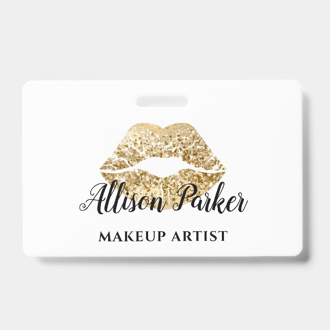 Badge Logo Baiser Nom de l'ARTISTE MAQUILLEUSE en Or (Avant)