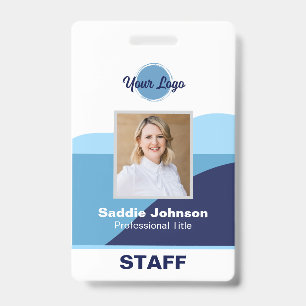 Badge Logo Bleu et Blanc Moderne Nom de l'Employé