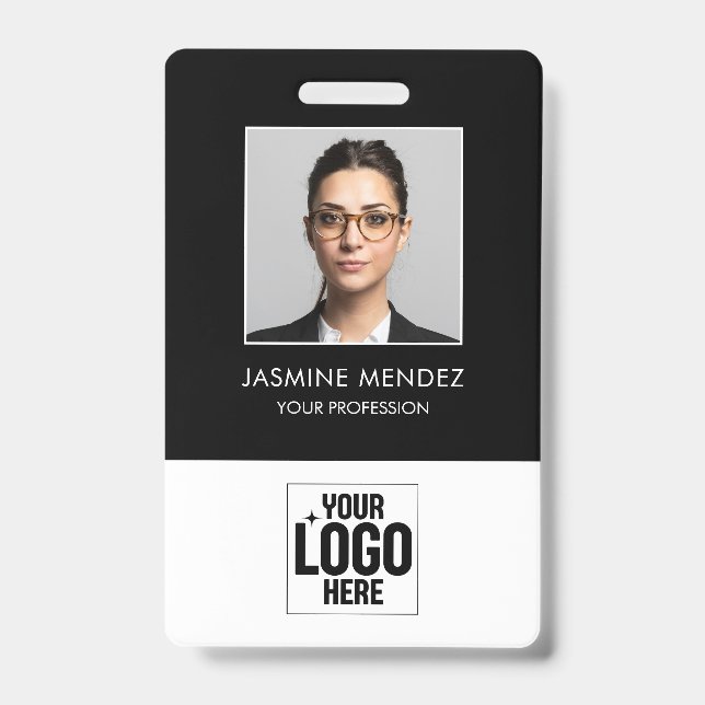 Badge Logo carré photo Code QR employé Code-barres ID (Avant)