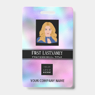 Badge Logo Code-Barres Employé Nom Scanner Ombre Vertica