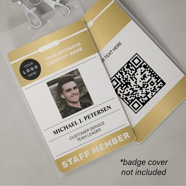 Badge Logo commercial code QR photo d'employé ID or (Créateur téléchargé)