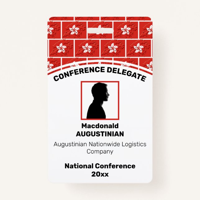 Badge Logo Customisé du DRAPEAU HONG KONG Nom de la phot (Devant)