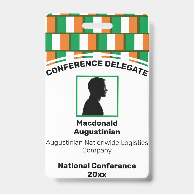 Badge Logo Customisé du DRAPEAU IRLANDE Nom de la photo (Front)