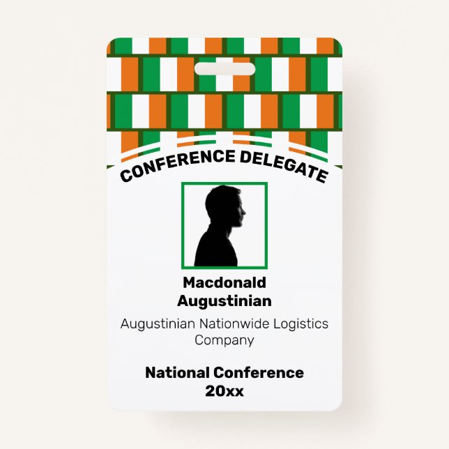 Badge Logo Customisé du DRAPEAU IRLANDE Nom de la photo (Devant)
