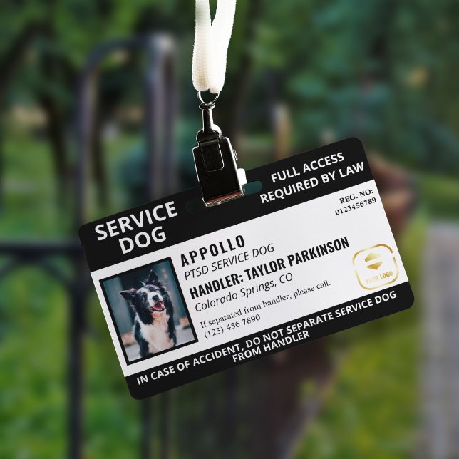 Badge Logo de chien d'assistance noir et blanc & carte d (Créateur téléchargé)