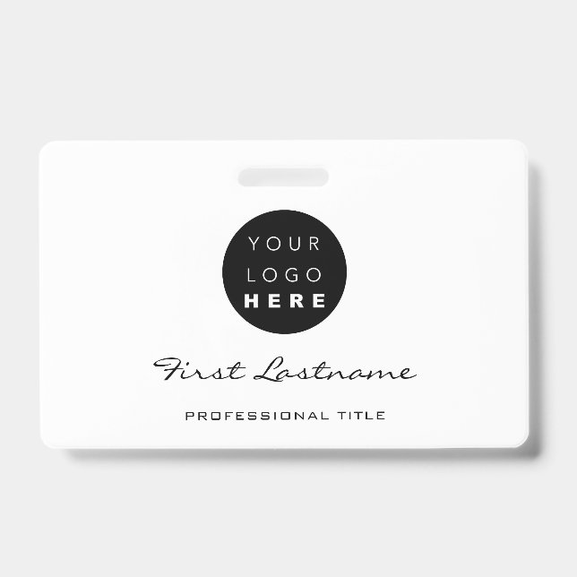 Badge Logo de code-barres employé personnalisé nom noir  (Avant)