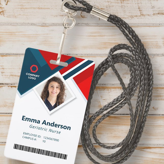 Badge Logo de couleurs géométriques Nom de l'employé QR  (Créateur téléchargé)