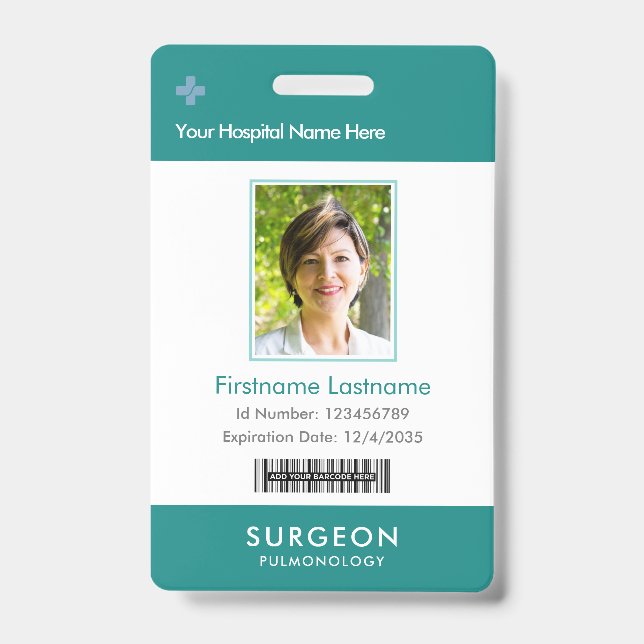 Badge Logo de docteur personnalisé Code-barres Nom (Avant)