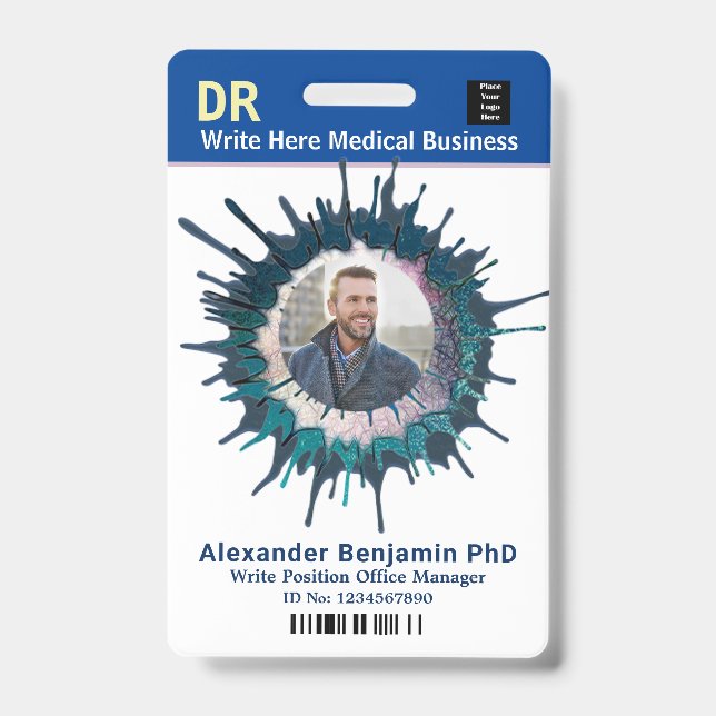 Badge Logo de la barre de code de la photo de l'employé  (Avant)