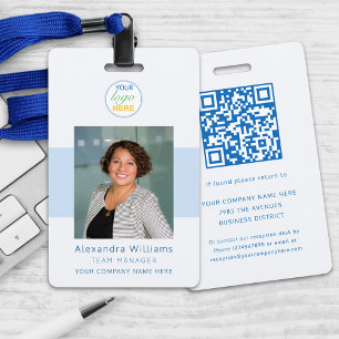 Badge Logo de la société ID photo de l'employé Code QR d