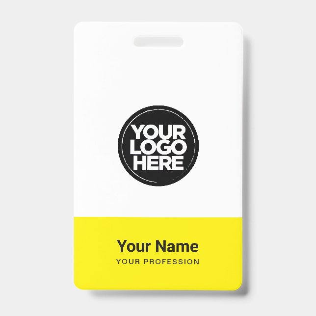 Badge Logo de la société jaune Nom Barre de code (Avant)