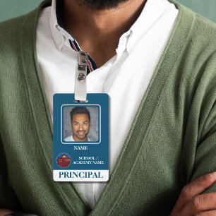 Badge Logo de l'école bleue moderne Principal