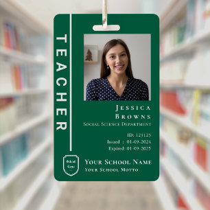 Badge Logo de l'école de photo verte pour étudiant/ensei