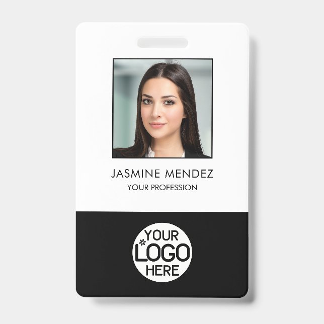 Badge Logo de l'employé avec code QR et code-barres ID (Avant)